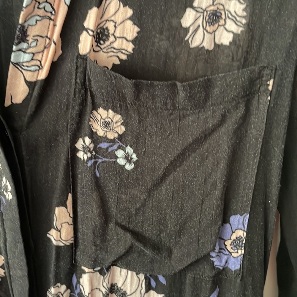 Floral Anthropologie Cloth & Stone Long Sleeve Button Down Blouse Pockets - Picture 4 of 14